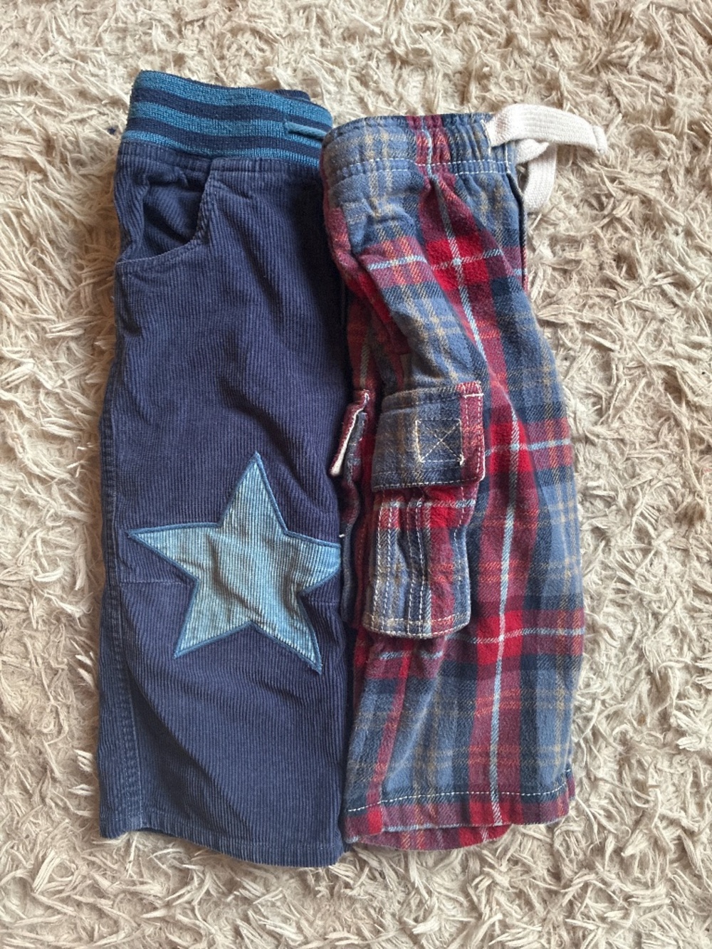 Baby Mini Boden Star and Plaid Cargo Pants Size 12 18 24